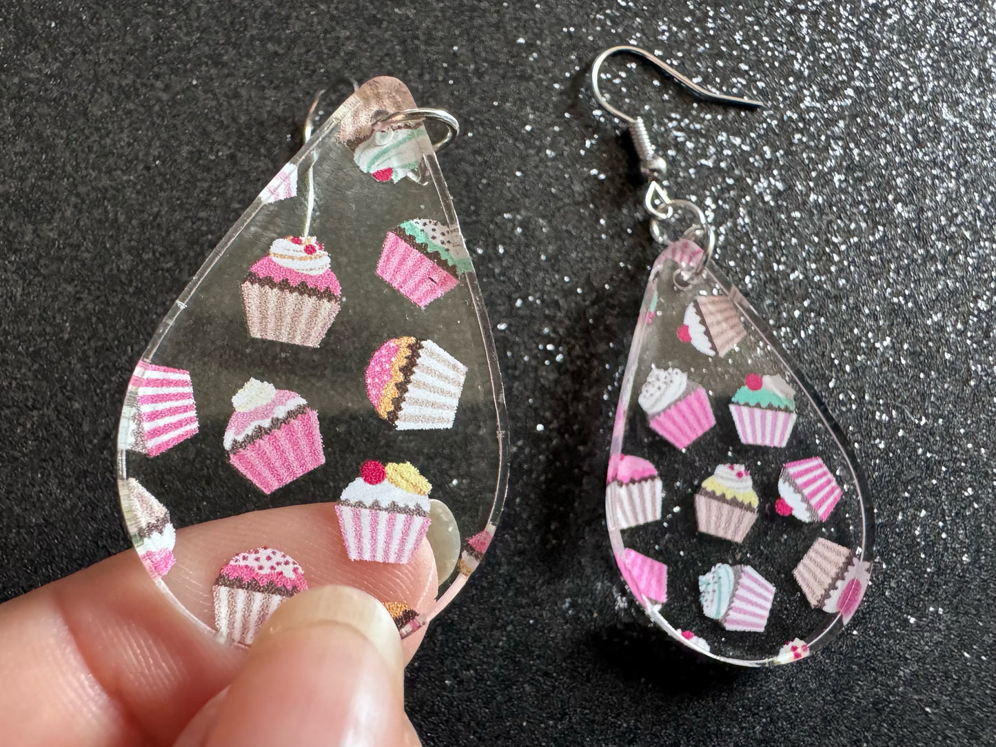 Pink Cupcake Earrings: Laser Cut Acrylic Cupcakes, Tea Party, Cafe, Dessert, Love, Delicious, Baker, Bakery, Best Gifts for Her/Him/Them