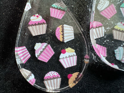 Pink Cupcake Earrings: Laser Cut Acrylic Cupcakes, Tea Party, Cafe, Dessert, Love, Delicious, Baker, Bakery, Best Gifts for Her/Him/Them
