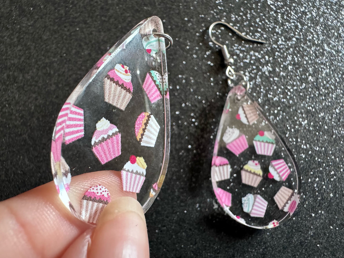 Pink Cupcake Earrings: Laser Cut Acrylic Cupcakes, Tea Party, Cafe, Dessert, Love, Delicious, Baker, Bakery, Best Gifts for Her/Him/Them