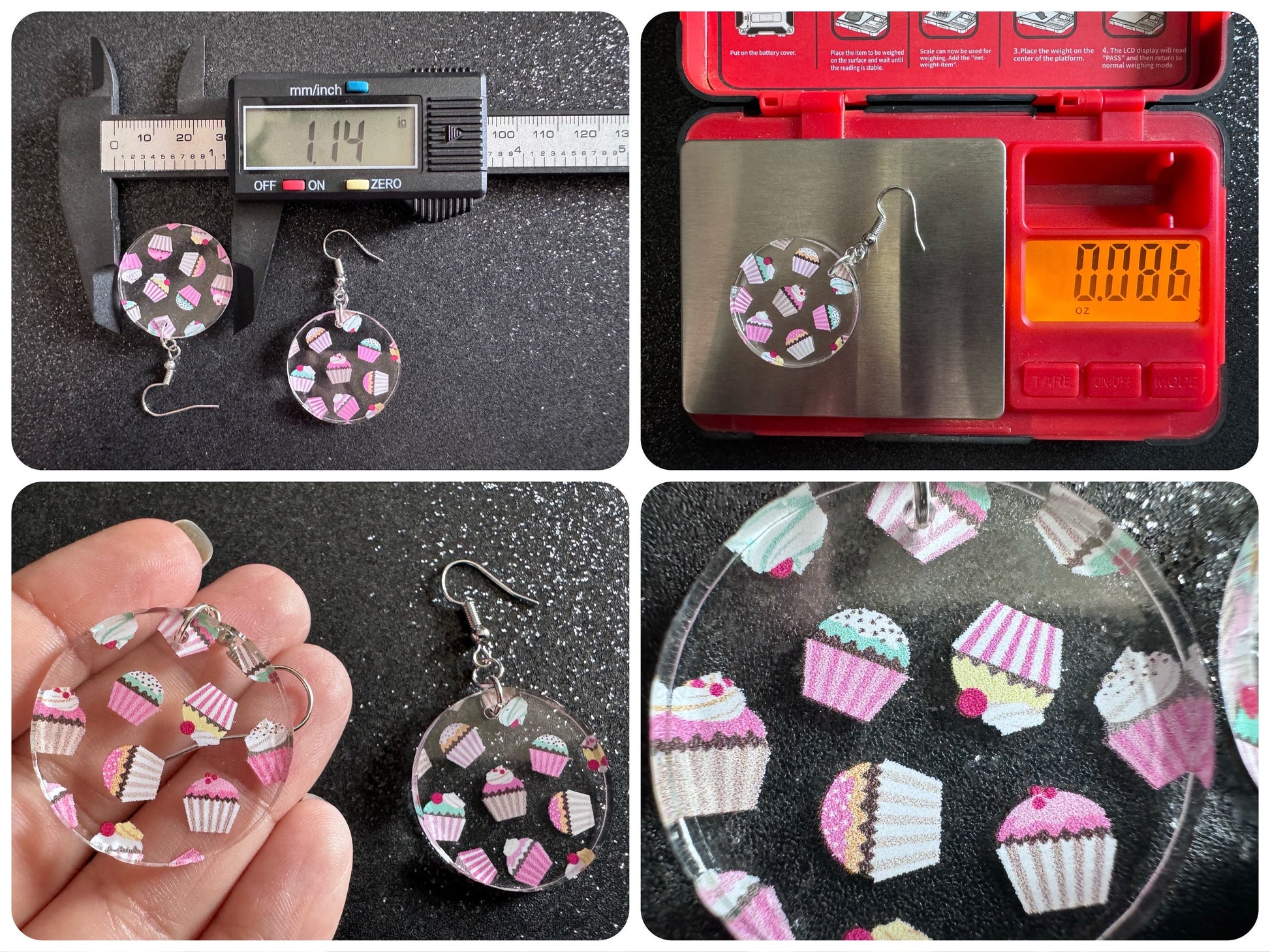 Pink Cupcake Earrings: Laser Cut Acrylic Cupcakes, Tea Party, Cafe, Dessert, Love, Delicious, Baker, Bakery, Best Gifts for Her/Him/Them