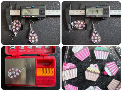 Pink Cupcake Earrings: Laser Cut Acrylic Cupcakes, Tea Party, Cafe, Dessert, Love, Delicious, Baker, Bakery, Best Gifts for Her/Him/Them