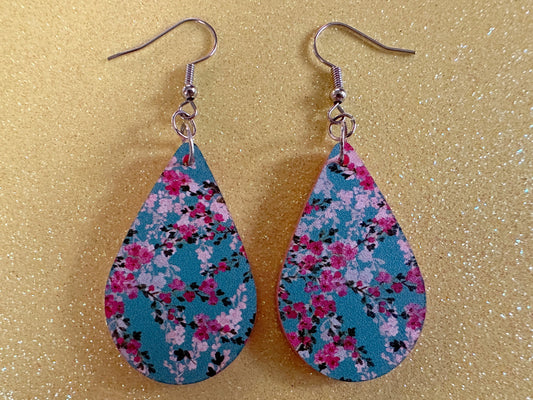 Pink Flower Earrings: Laser Cut Acrylic Flowers, Floral, Blue, Botany, Garden, Summer Vibes, Cherry Blossoms, Best Gifts for Her/Him/Them