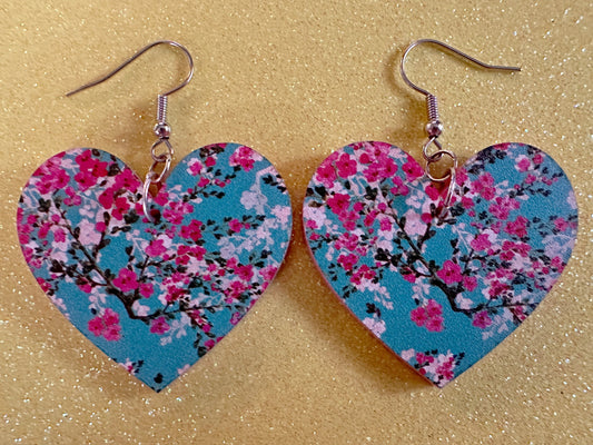 Pink Flower Earrings: Laser Cut Acrylic Flowers, Floral, Blue, Botany, Garden, Summer Vibes, Cherry Blossoms, Best Gifts for Her/Him/Them