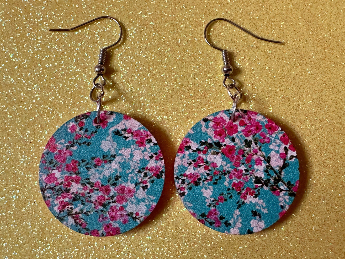 Pink Flower Earrings: Laser Cut Acrylic Flowers, Floral, Blue, Botany, Garden, Summer Vibes, Cherry Blossoms, Best Gifts for Her/Him/Them
