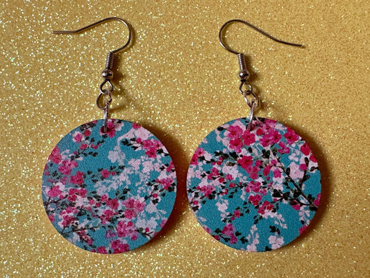Pink Flower Earrings: Laser Cut Acrylic Flowers, Floral, Blue, Botany, Garden, Summer Vibes, Cherry Blossoms, Best Gifts for Her/Him/Them