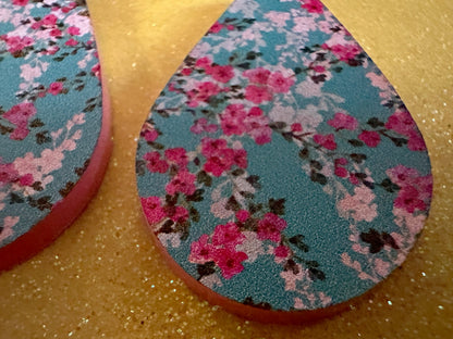 Pink Flower Earrings: Laser Cut Acrylic Flowers, Floral, Blue, Botany, Garden, Summer Vibes, Cherry Blossoms, Best Gifts for Her/Him/Them