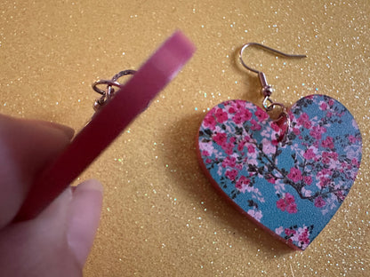 Pink Flower Earrings: Laser Cut Acrylic Flowers, Floral, Blue, Botany, Garden, Summer Vibes, Cherry Blossoms, Best Gifts for Her/Him/Them