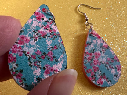 Pink Flower Earrings: Laser Cut Acrylic Flowers, Floral, Blue, Botany, Garden, Summer Vibes, Cherry Blossoms, Best Gifts for Her/Him/Them