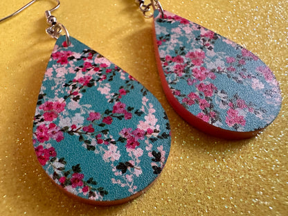 Pink Flower Earrings: Laser Cut Acrylic Flowers, Floral, Blue, Botany, Garden, Summer Vibes, Cherry Blossoms, Best Gifts for Her/Him/Them