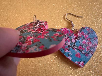 Pink Flower Earrings: Laser Cut Acrylic Flowers, Floral, Blue, Botany, Garden, Summer Vibes, Cherry Blossoms, Best Gifts for Her/Him/Them