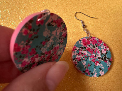 Pink Flower Earrings: Laser Cut Acrylic Flowers, Floral, Blue, Botany, Garden, Summer Vibes, Cherry Blossoms, Best Gifts for Her/Him/Them