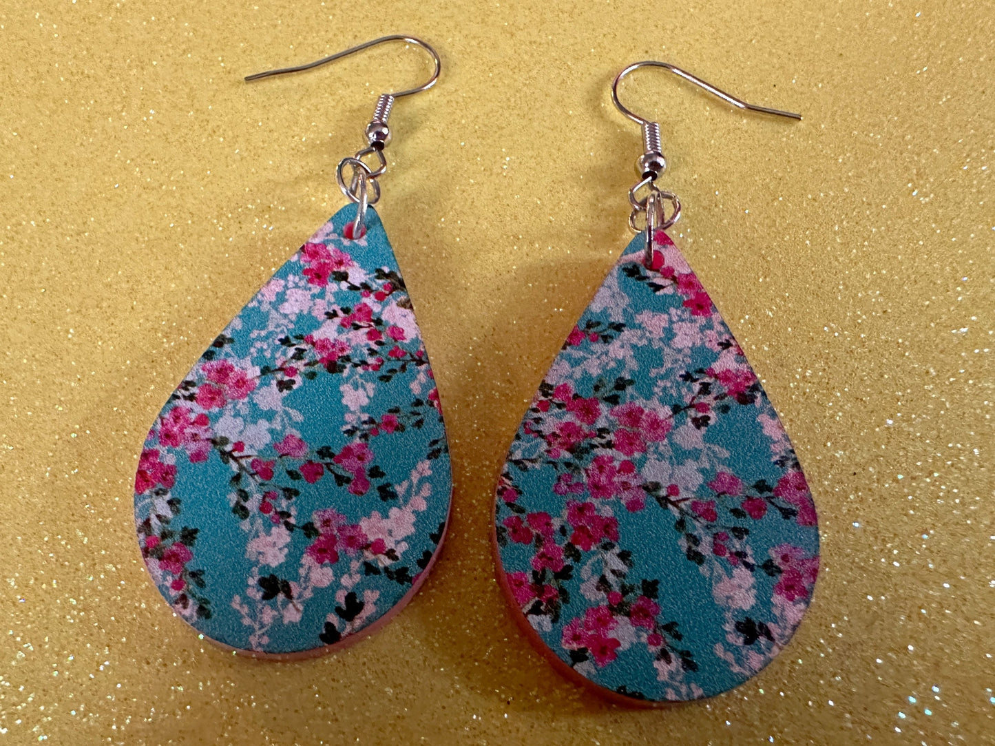 Pink Flower Earrings: Laser Cut Acrylic Flowers, Floral, Blue, Botany, Garden, Summer Vibes, Cherry Blossoms, Best Gifts for Her/Him/Them
