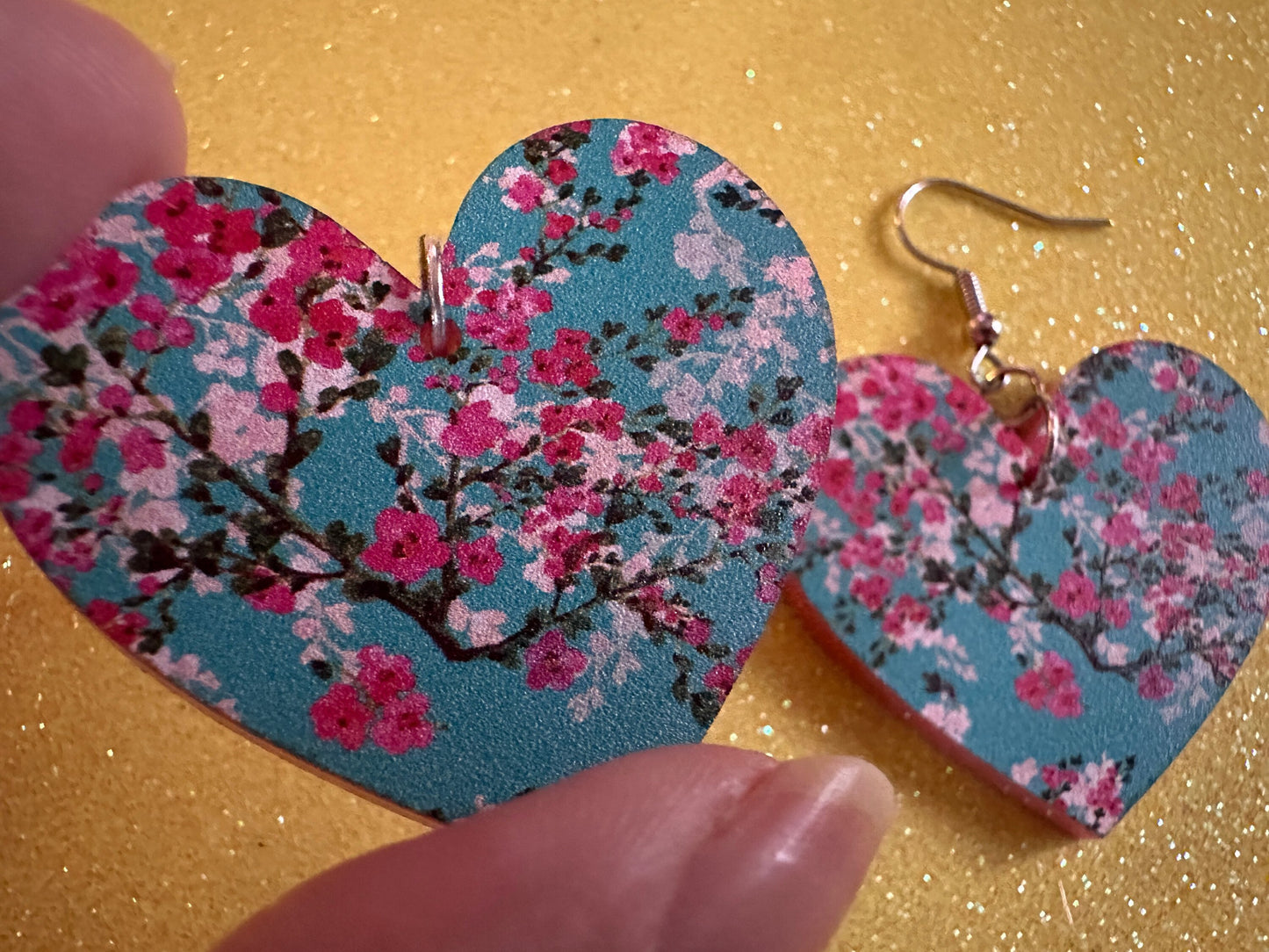 Pink Flower Earrings: Laser Cut Acrylic Flowers, Floral, Blue, Botany, Garden, Summer Vibes, Cherry Blossoms, Best Gifts for Her/Him/Them
