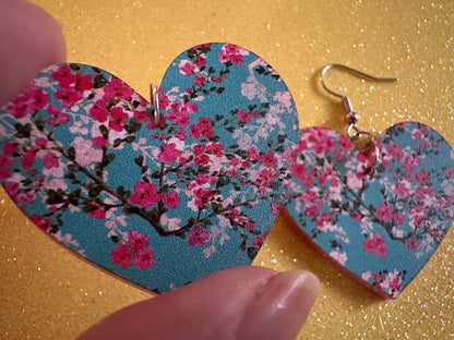 Pink Flower Earrings: Laser Cut Acrylic Flowers, Floral, Blue, Botany, Garden, Summer Vibes, Cherry Blossoms, Best Gifts for Her/Him/Them
