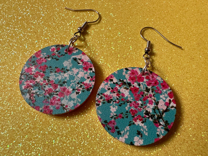 Pink Flower Earrings: Laser Cut Acrylic Flowers, Floral, Blue, Botany, Garden, Summer Vibes, Cherry Blossoms, Best Gifts for Her/Him/Them
