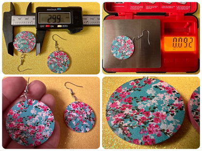 Pink Flower Earrings: Laser Cut Acrylic Flowers, Floral, Blue, Botany, Garden, Summer Vibes, Cherry Blossoms, Best Gifts for Her/Him/Them