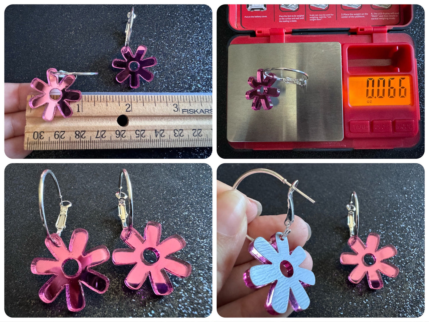 Pink Flower Earrings: Laser Cut Acrylic Flowers on Loops, Floral, Flowers, Tropical, Botanical, Summer Vibes, Best Gifts for Her/Him/Them