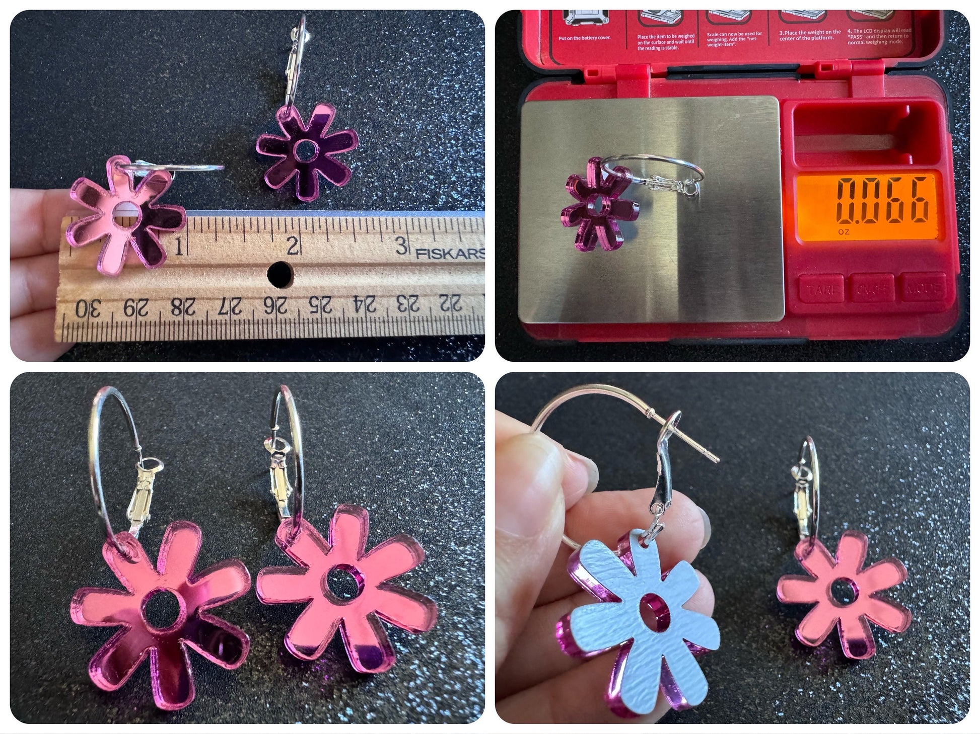 Pink Flower Earrings: Laser Cut Acrylic Flowers on Loops, Floral, Flowers, Tropical, Botanical, Summer Vibes, Best Gifts for Her/Him/Them