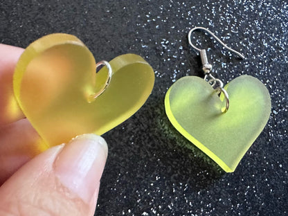 Pink Heart Earrings: Laser Cut Acrylic Hearts, Love, Valentines Day, Anniversary, Custom Hearts, Best Gifts for Her/Him/Them