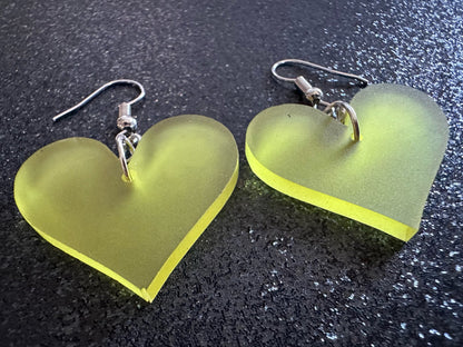 Pink Heart Earrings: Laser Cut Acrylic Hearts, Love, Valentines Day, Anniversary, Custom Hearts, Best Gifts for Her/Him/Them