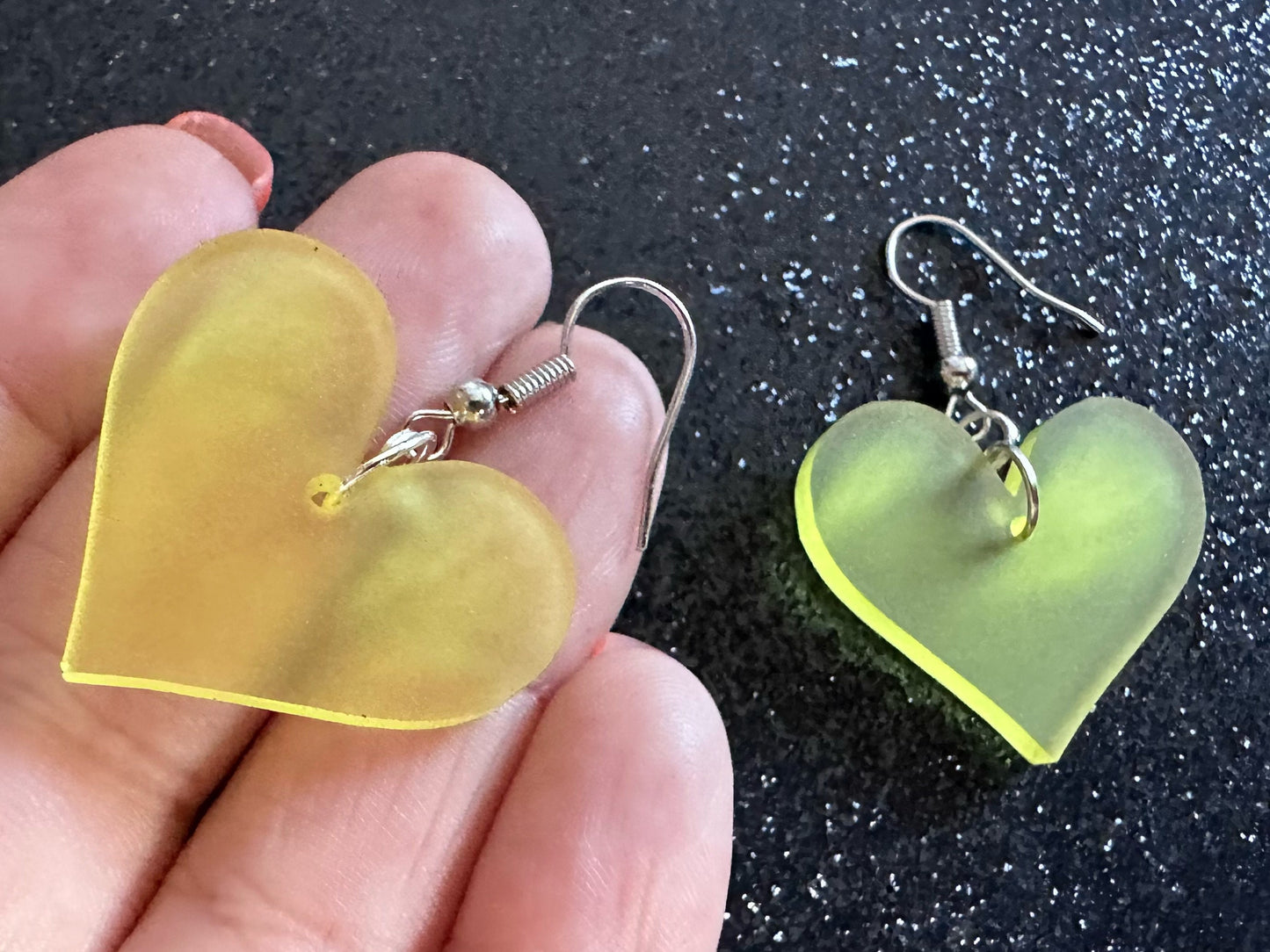 Pink Heart Earrings: Laser Cut Acrylic Hearts, Love, Valentines Day, Anniversary, Custom Hearts, Best Gifts for Her/Him/Them