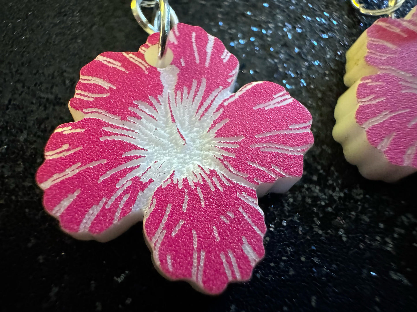 Pink Hibiscus Earrings: Laser Cut Acrylic Flowers, Floral, Flowers, Hawaii, Maui Strong, Summer Vibes, Best Gifts for Her/Him/Them