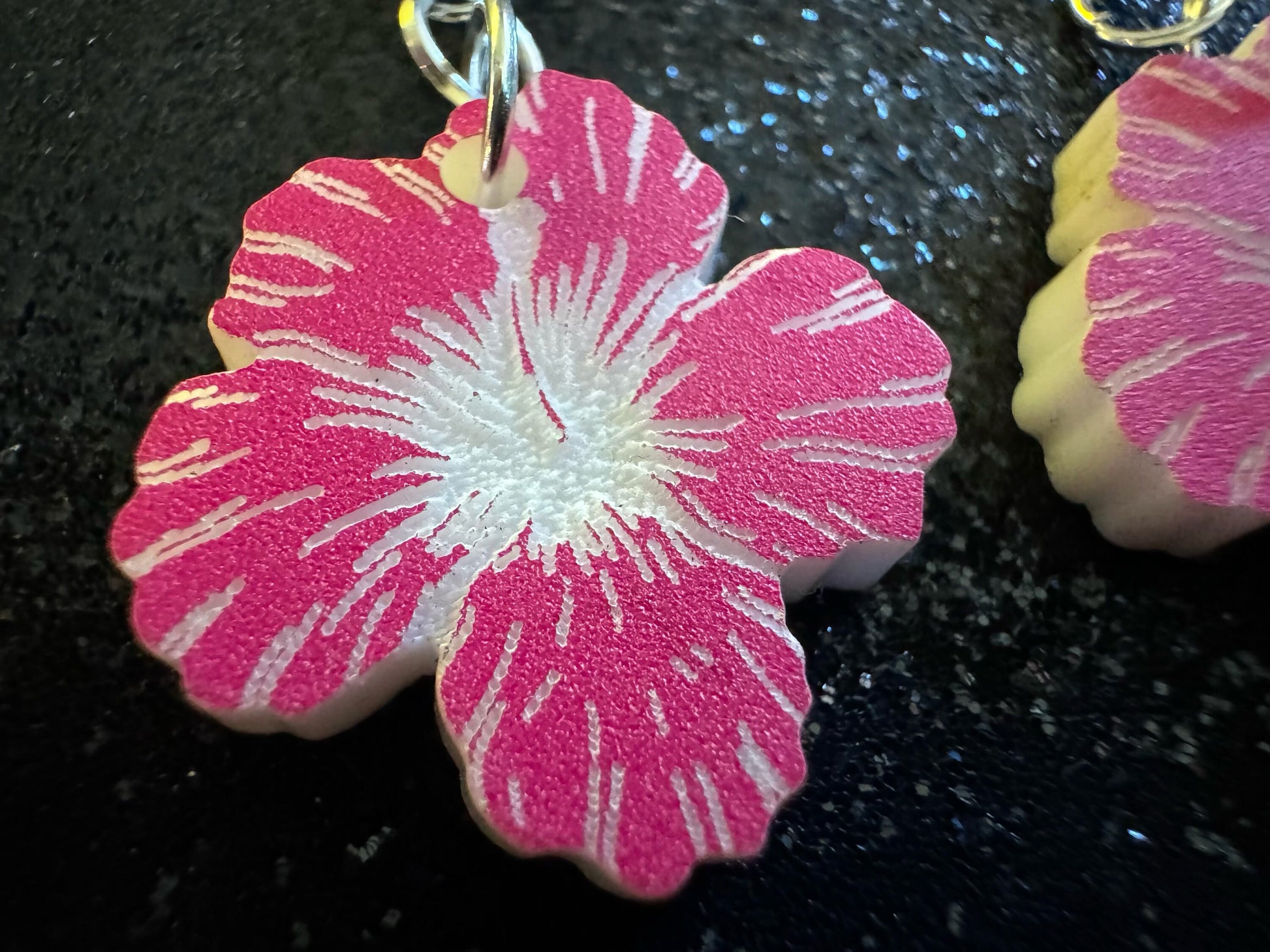 Pink Hibiscus Earrings: Laser Cut Acrylic Flowers, Floral, Flowers, Hawaii, Maui Strong, Summer Vibes, Best Gifts for Her/Him/Them