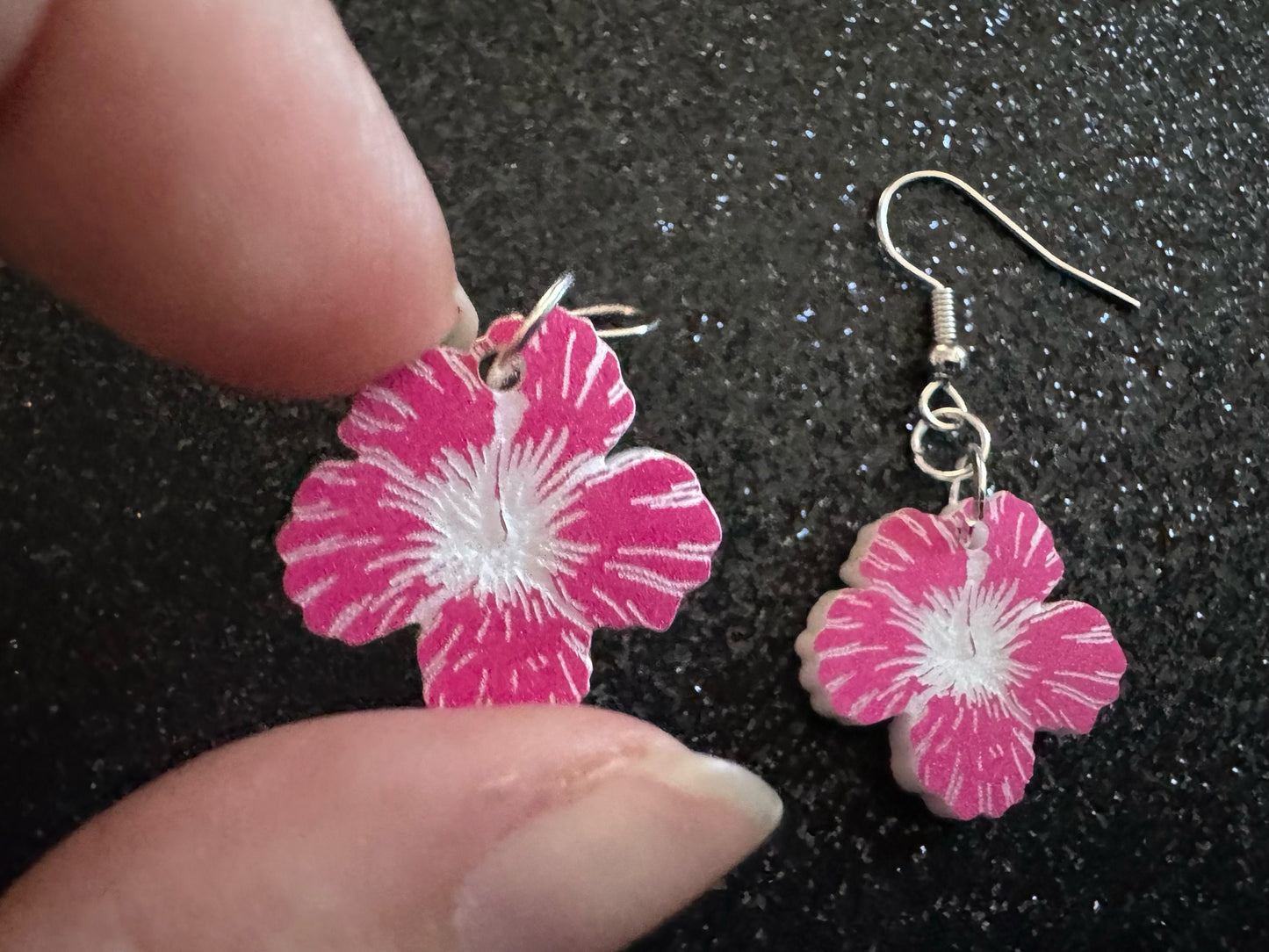Pink Hibiscus Earrings: Laser Cut Acrylic Flowers, Floral, Flowers, Hawaii, Maui Strong, Summer Vibes, Best Gifts for Her/Him/Them