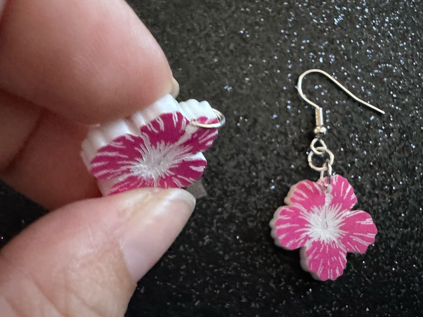 Pink Hibiscus Earrings: Laser Cut Acrylic Flowers, Floral, Flowers, Hawaii, Maui Strong, Summer Vibes, Best Gifts for Her/Him/Them