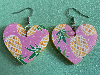 Pink Pineapple Earrings: Laser Cut Acrylic Pineapples, Tropical Fruit, Summer Vibes, Hawaii, Food Earrings, Best Gifts for Her/Him/Them
