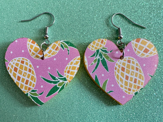 Pink Pineapple Earrings: Laser Cut Acrylic Pineapples, Tropical Fruit, Summer Vibes, Hawaii, Food Earrings, Best Gifts for Her/Him/Them
