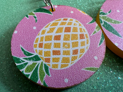 Pink Pineapple Earrings: Laser Cut Acrylic Pineapples, Tropical Fruit, Summer Vibes, Hawaii, Food Earrings, Best Gifts for Her/Him/Them