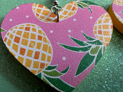 Pink Pineapple Earrings: Laser Cut Acrylic Pineapples, Tropical Fruit, Summer Vibes, Hawaii, Food Earrings, Best Gifts for Her/Him/Them