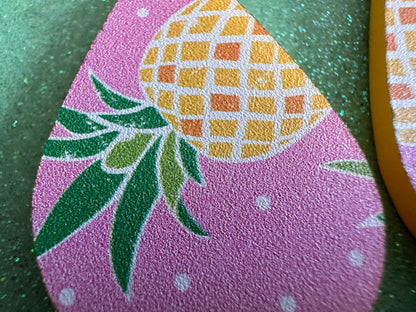 Pink Pineapple Earrings: Laser Cut Acrylic Pineapples, Tropical Fruit, Summer Vibes, Hawaii, Food Earrings, Best Gifts for Her/Him/Them