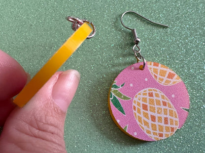 Pink Pineapple Earrings: Laser Cut Acrylic Pineapples, Tropical Fruit, Summer Vibes, Hawaii, Food Earrings, Best Gifts for Her/Him/Them