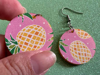 Pink Pineapple Earrings: Laser Cut Acrylic Pineapples, Tropical Fruit, Summer Vibes, Hawaii, Food Earrings, Best Gifts for Her/Him/Them