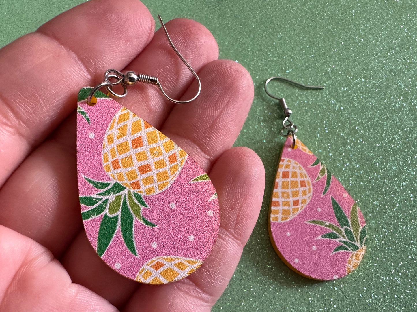 Pink Pineapple Earrings: Laser Cut Acrylic Pineapples, Tropical Fruit, Summer Vibes, Hawaii, Food Earrings, Best Gifts for Her/Him/Them
