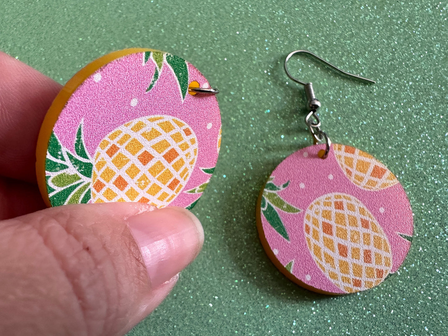 Pink Pineapple Earrings: Laser Cut Acrylic Pineapples, Tropical Fruit, Summer Vibes, Hawaii, Food Earrings, Best Gifts for Her/Him/Them