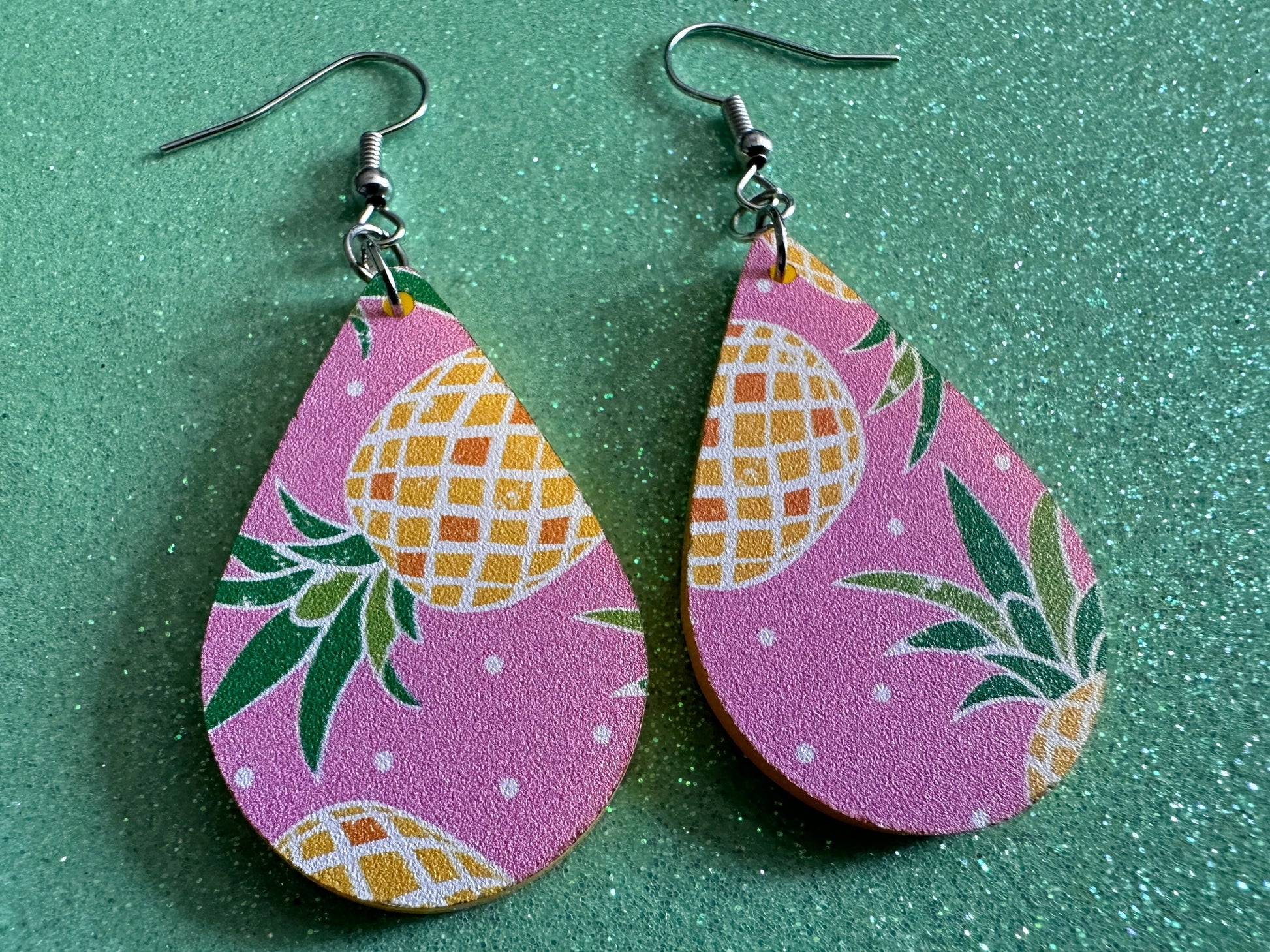 Pink Pineapple Earrings: Laser Cut Acrylic Pineapples, Tropical Fruit, Summer Vibes, Hawaii, Food Earrings, Best Gifts for Her/Him/Them
