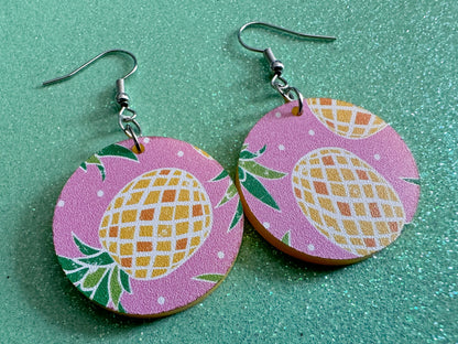 Pink Pineapple Earrings: Laser Cut Acrylic Pineapples, Tropical Fruit, Summer Vibes, Hawaii, Food Earrings, Best Gifts for Her/Him/Them