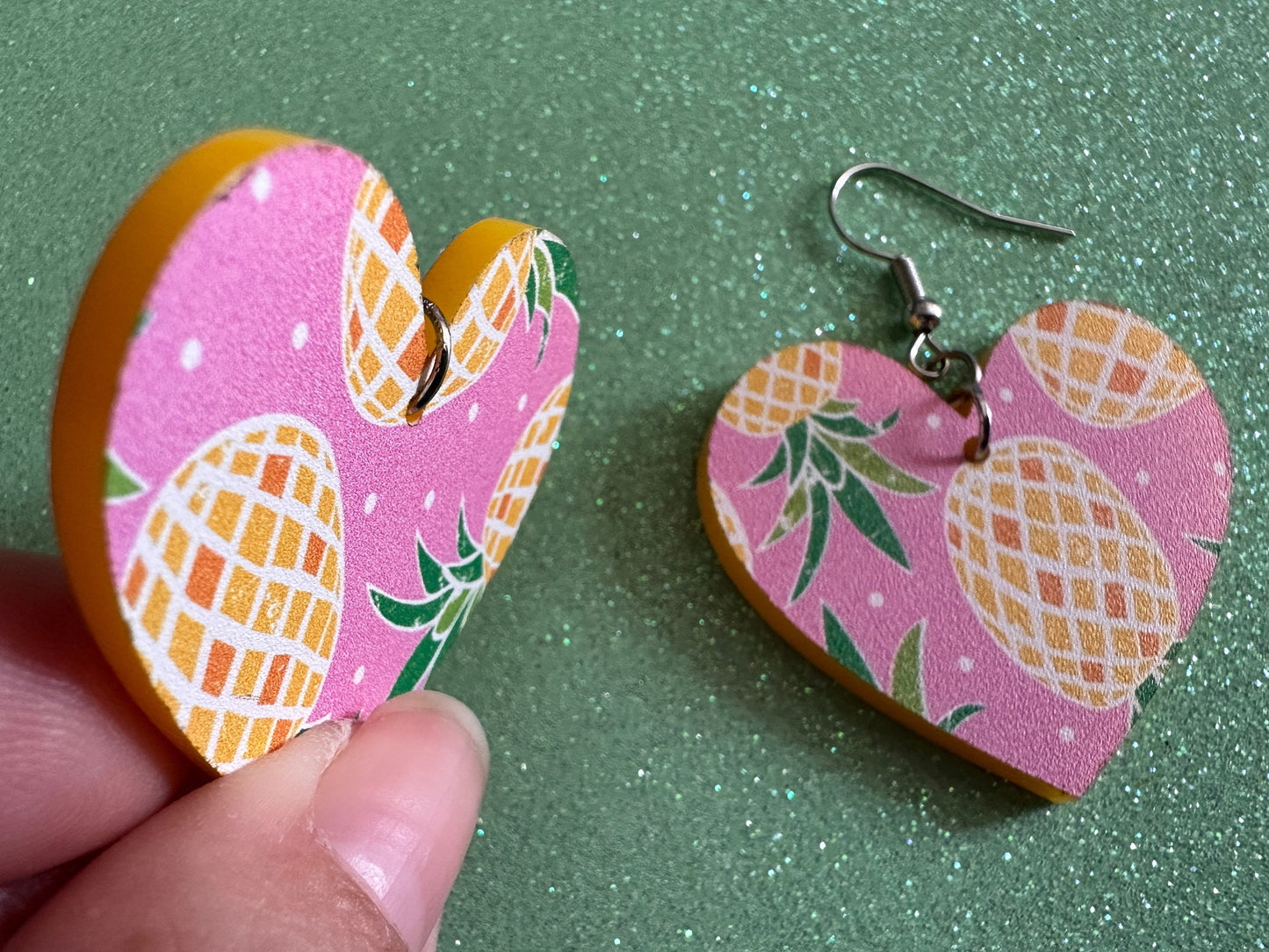 Pink Pineapple Earrings: Laser Cut Acrylic Pineapples, Tropical Fruit, Summer Vibes, Hawaii, Food Earrings, Best Gifts for Her/Him/Them