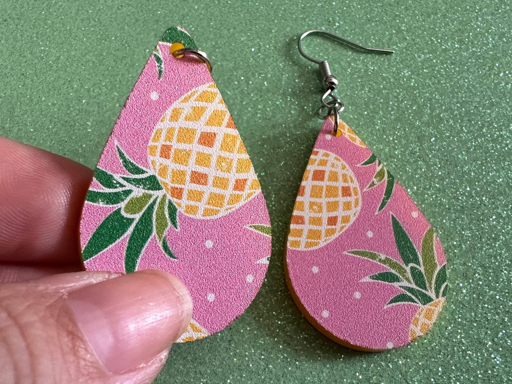 Pink Pineapple Earrings: Laser Cut Acrylic Pineapples, Tropical Fruit, Summer Vibes, Hawaii, Food Earrings, Best Gifts for Her/Him/Them