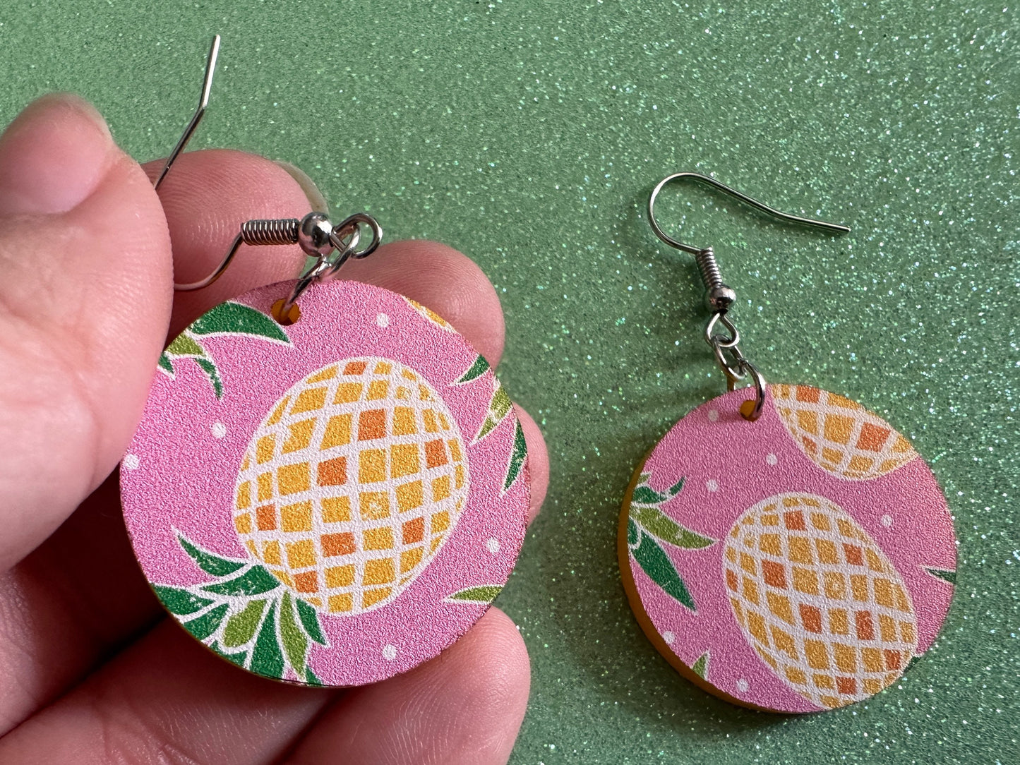 Pink Pineapple Earrings: Laser Cut Acrylic Pineapples, Tropical Fruit, Summer Vibes, Hawaii, Food Earrings, Best Gifts for Her/Him/Them
