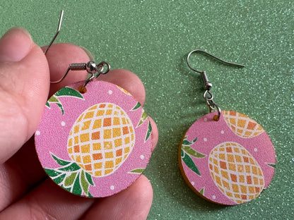 Pink Pineapple Earrings: Laser Cut Acrylic Pineapples, Tropical Fruit, Summer Vibes, Hawaii, Food Earrings, Best Gifts for Her/Him/Them