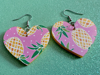 Pink Pineapple Earrings: Laser Cut Acrylic Pineapples, Tropical Fruit, Summer Vibes, Hawaii, Food Earrings, Best Gifts for Her/Him/Them