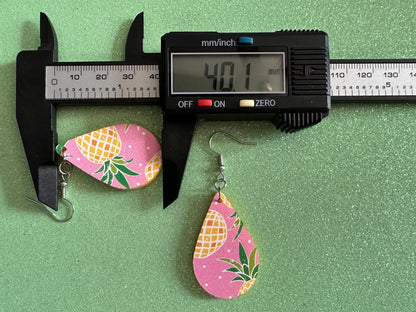 Pink Pineapple Earrings: Laser Cut Acrylic Pineapples, Tropical Fruit, Summer Vibes, Hawaii, Food Earrings, Best Gifts for Her/Him/Them