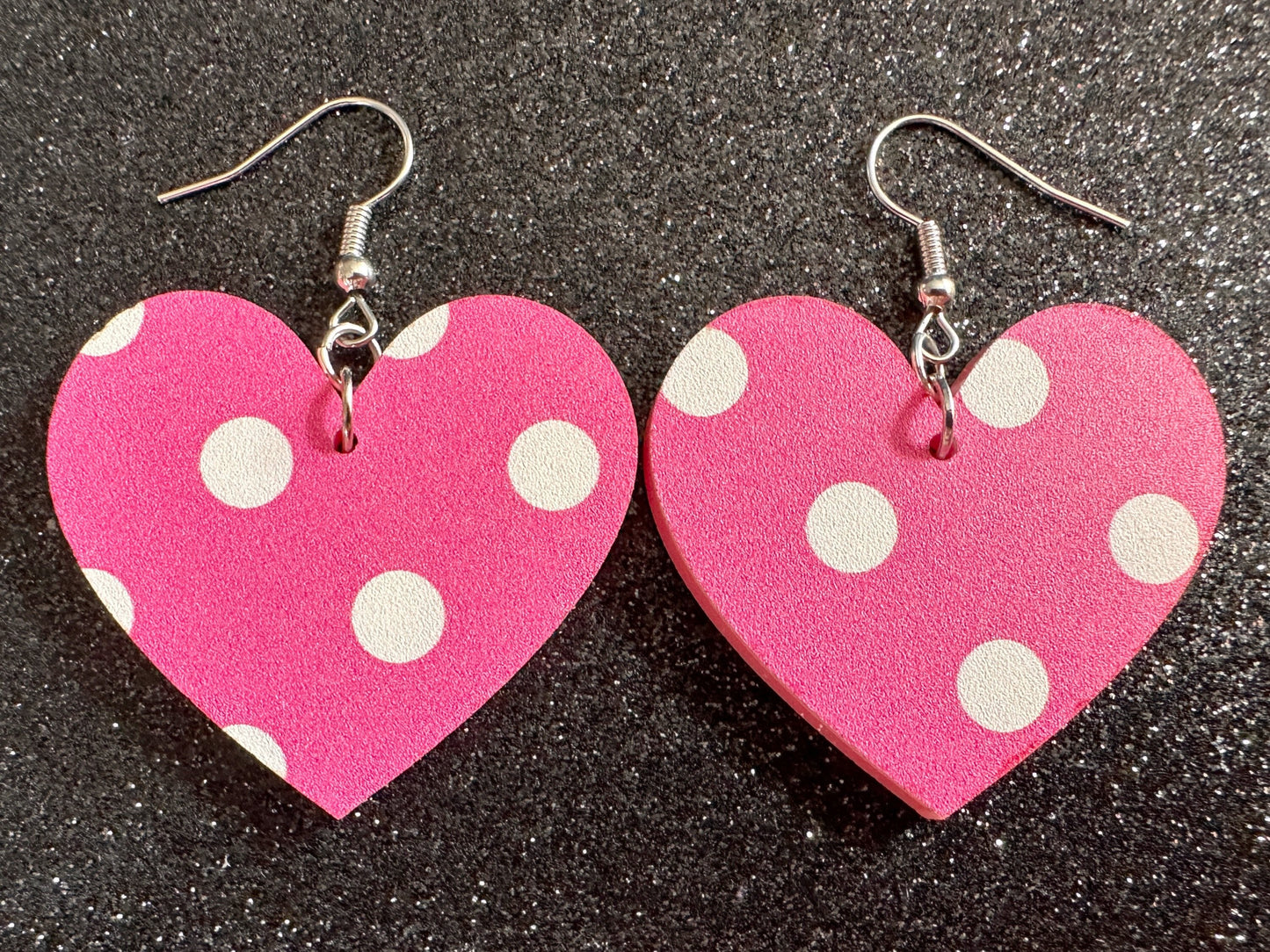 Pink Polka Dot Earrings: Laser Cut Acrylic Earrings, Pink Earrings, Princess, Pink and White Polka Dot Design, Best Gifts for Her/Him/Them