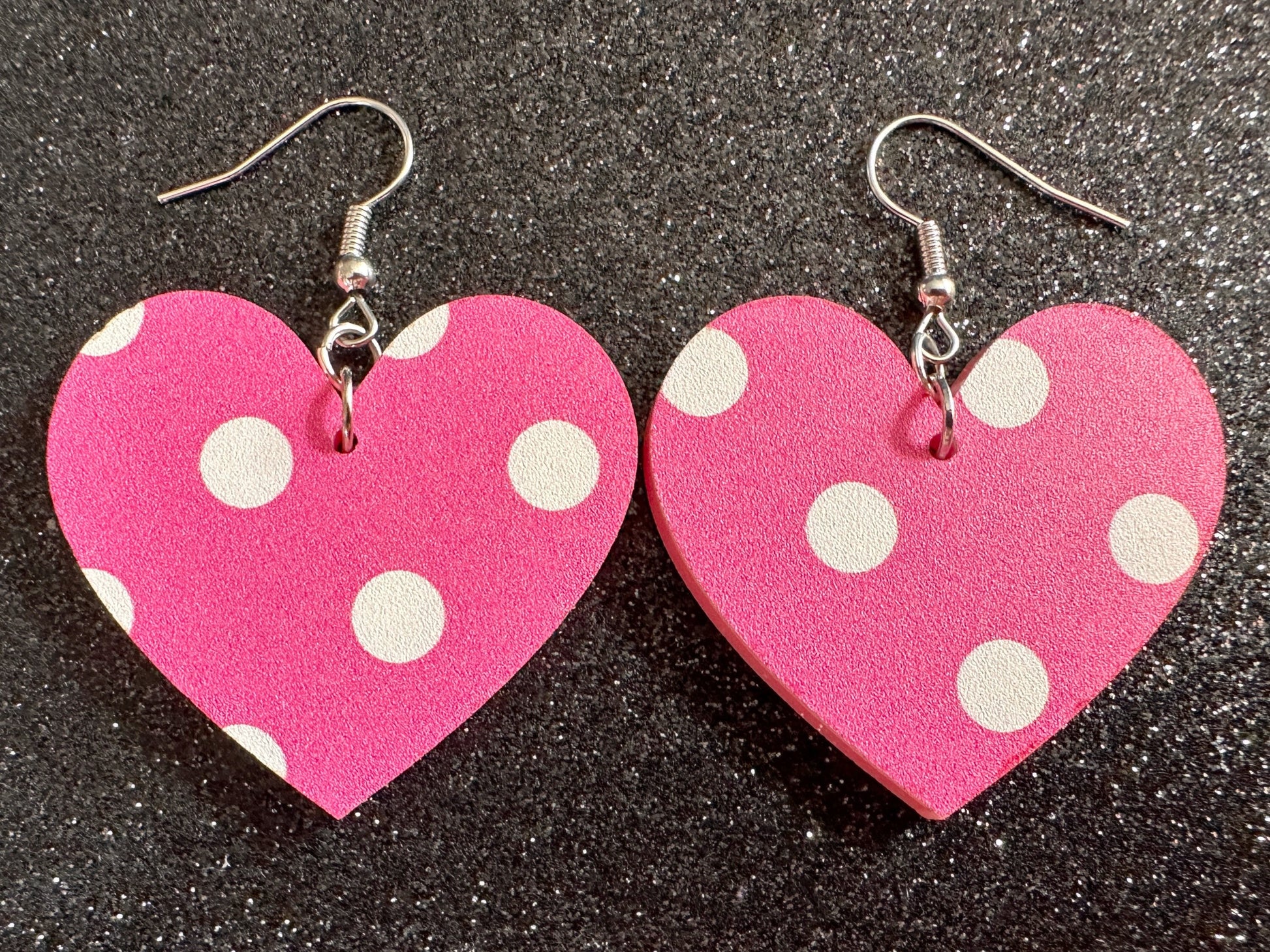Pink Polka Dot Earrings: Laser Cut Acrylic Earrings, Pink Earrings, Princess, Pink and White Polka Dot Design, Best Gifts for Her/Him/Them