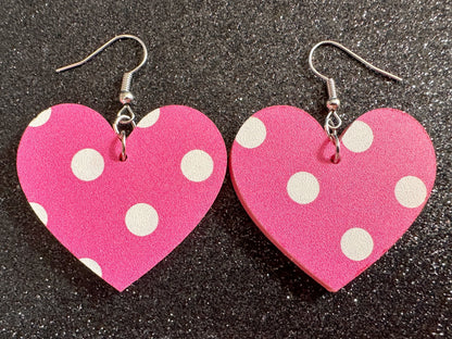 Pink Polka Dot Earrings: Laser Cut Acrylic Earrings, Pink Earrings, Princess, Pink and White Polka Dot Design, Best Gifts for Her/Him/Them