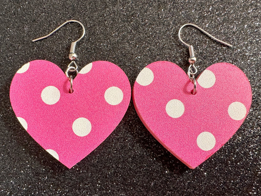 Pink Polka Dot Earrings: Laser Cut Acrylic Earrings, Pink Earrings, Princess, Pink and White Polka Dot Design, Best Gifts for Her/Him/Them